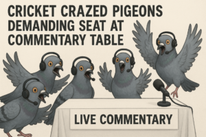 Cricket Crazed Pigeons Demanding Seat at Commentary Table