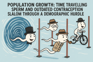 “Population Growth: Time Travelling Sperm and Outdated Contraception slalom through a Demographic Hurdle!”